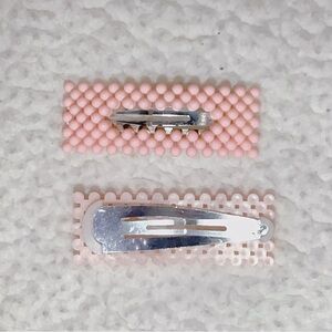 Pink Beaded Hair Clips